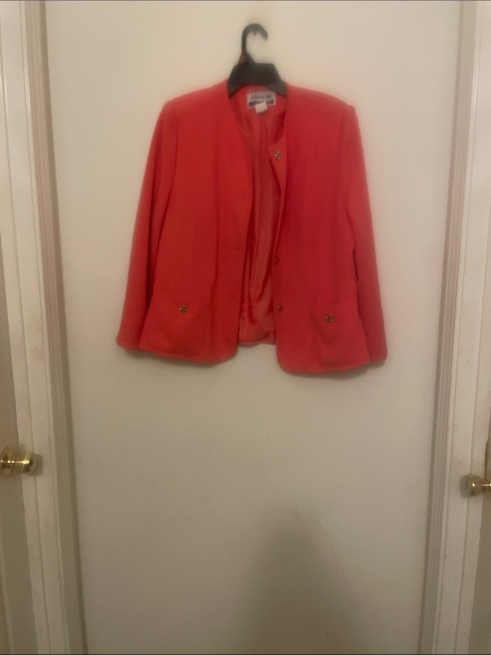Collarless Coral Blazer Jacket henry Lee Collection